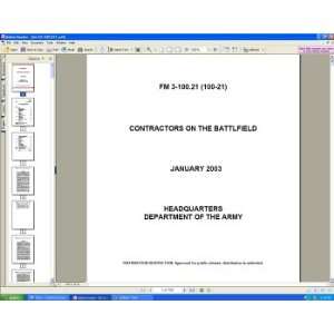 Army FM 3 100.21 Contractors On The Battlefield Policy, Doctrine 