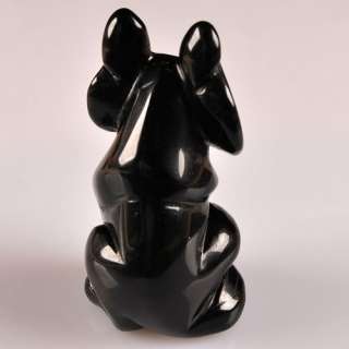 k4191 Carved obsidian fox figurine  