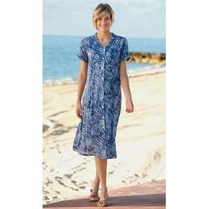  by hand in shades of blue and white, this button front summer dress 