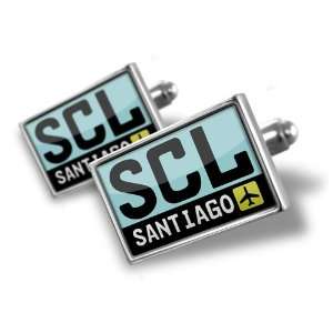 Cufflinks Airport code SCL / Santiago country Chile   Hand Made 