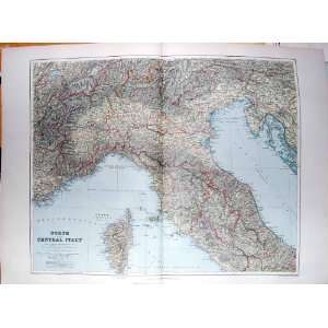  STANFORD MAP 1904 NORTH ITALY CORSICA ROME GENOVA