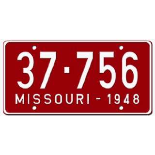  1948 MISSOURI STATE PLATE   EMBOSSED WITH YOUR CUSTOM 