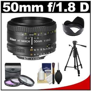 Nikon 50mm f/1.8D AF Nikkor Lens with 3 UV/FLD/CPL Filters 