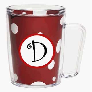 Red & White Polka Dot 18 oz Insulated Mug w/Monogram   (Black & Red 
