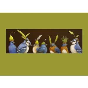  birds of blue on green hat night card Health & Personal 