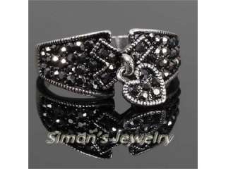 Cute Heart Shape Ring Black Crystal JV159 ALL SIZE  