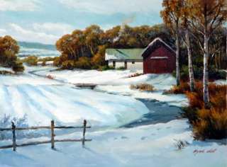 Oil Painting Winter Scenery 12x16 in.  