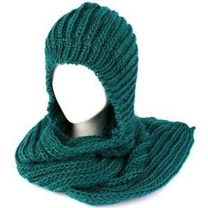 Winter Chunky Knit Hooded Scarf Pullover Headscarf Neckwarmer Hoodie 