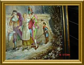   painted plaques with winter venetian carnival scenes signed by j bigot