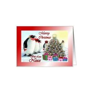   Christmas ~ Niece ~ Whimsical Penguins / Christmas Tree / Gifts Card