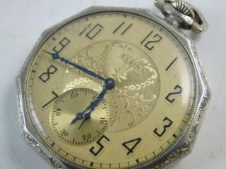 Antique 12s Elgin Pocket Watch Octagonal Art Deco Case 17 Jewel Old 