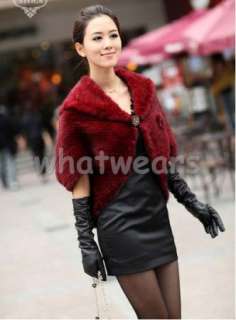 Womens Luxurious Hooded Mink Fur Coat/Jacket/Cape 4 colors Black P48 