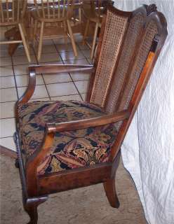 Carved Walnut Caned Wingback Armchair/Chair  
