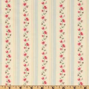 44 Wide The Cecile Collection Floral Stripe Blue Fabric 