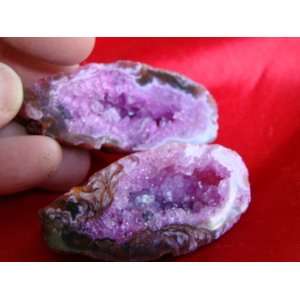  S8816 Pink Agate Geode Match Couple Nice  Everything 