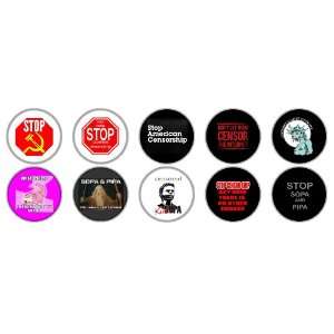  Set of 10 Mini 1 Stop Sopa / Pipa Badge Pinback Button 