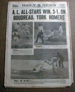 1942 newspaper Hdl & pics AL win BASEBALL ALL STAR GAME  