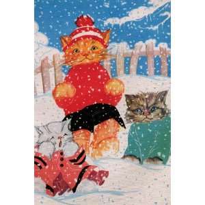  Snow Kittens 28x42 Giclee on Canvas