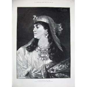  1888 Antique Fine Art Portrait Egyptian Princess Sichel 