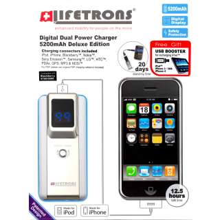  Digital Dual Power Portable White Battery Charger 5200 mAh for iPhone