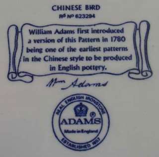 ADAMS CHINESE BIRD BLUE (NO PEOPLE) DINNER PLATE(S)  