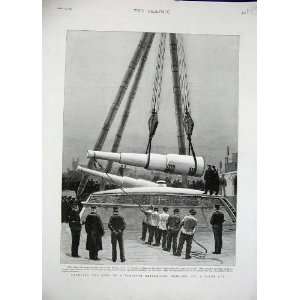  1893 Changing Guns Barbette Battle Ship Men War Print 
