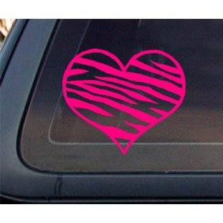 Zebra Print Heart HOT PINK Car Decal / Sticker by World Design