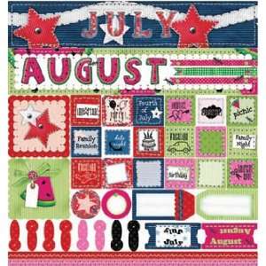  July August Calendar Cardstock Scrapbook Stickers (01686 