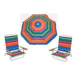  RIO 2 Fantasy 5 Position to Lay Flat Beach Chairs (2 