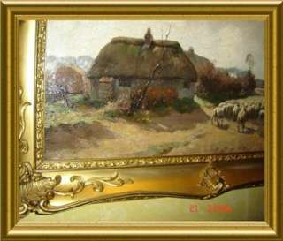 ANTIQUE STUNNING RARE,LARGE SIGNED PASTORAL OIL PAINTING BY VERY 