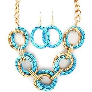 Necklace and Earring SET / Chunky / Matte Finish / Links / Interlaced 