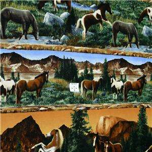 Kevin Daniel Cotton Fabric, Wild Horses, Per Yd  