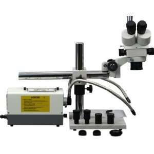 Boom Stand Trinocular Stereo Microscope + Y Shaped Fiber Light  