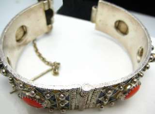 BERBER Moroccan Tribal Enamel Bracelet Colorful Large Wide Vintage 