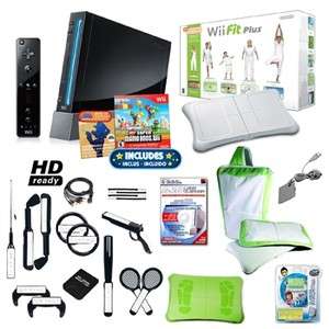 Nintendo Wii Black Super Mario Ultimate Holiday Bundle with Wii Fit 