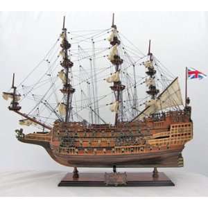  H.M.S. Sovereign of the Seas Wooden Model With Free 