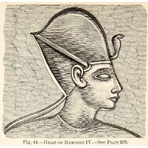 1886 Wood Engraving King Royalty Egyptian Ramesses IV 