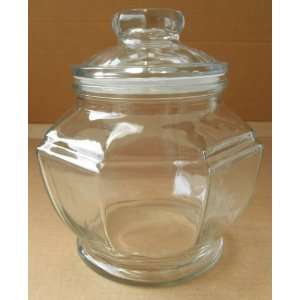 Glass Octagon Storage Container Jar with Airtight Lid   8 1/4 inches x 