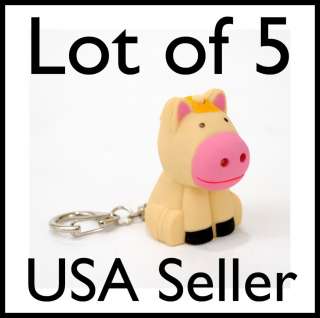   KEYCHAIN Wholesale Lot of 5 LIGHT & SOUND NEW Key Chain Animal Toy
