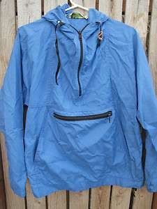vtg 70s LL Bean blue nylon hooded windbreaker jacket WOMENS L  