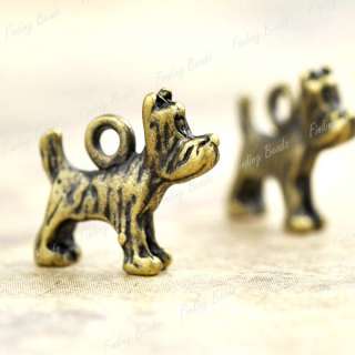 25pcs Dog animal Charms vintage Antique Brass TS7422  