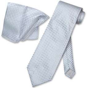   NeckTie Handkerchief Baby Blue Silver Grey Design Men Neck Tie Set