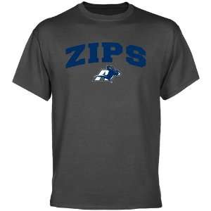  NCAA Akron Zips Charcoal Logo Arch T shirt  Sports 
