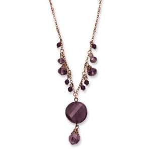  Rose tone Dark Red Crystal Drop 16 Inch With ext Necklace 