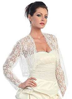 Ivory Lace Bolero Jacket Long Sleeve Wedding/Bridal,Prom, *Large 