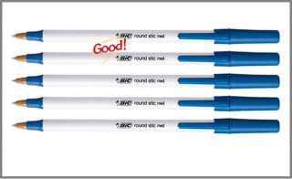  ballpoint pens 1 0 mm medium point white barrel blue ink pack of 5