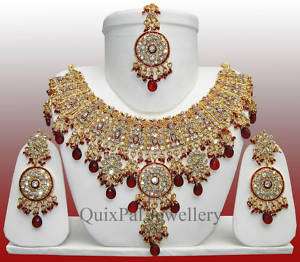 Party Wear Gole Tikla Necklace Jewelry Set 806 Burgundy  