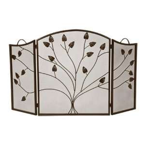  3 Fold Arched Bronze Screen With Leaf Design