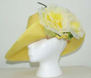 Yellow Kentucky Derby Easter Church Dressy Ascot Royal Wedding Hat 