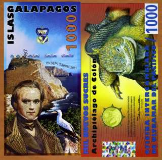 Galapagos Islands 1000 (1,000) Sucres 23 9 2011, POLYMER UNC 